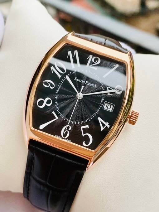 Đồng Hồ Louis Erard Tonneau Date Black Dial Rose Gold - 80045