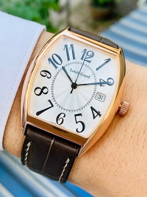 Đồng Hồ Louis Erard Tonneau Date Silver Dial Rose Gold - 80045