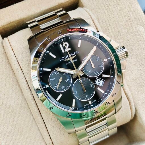 Đồng Hồ Longines Conquest Chronograph Tachymeter Black Dial - L2.743.4.56.6 - Hình ảnh 4