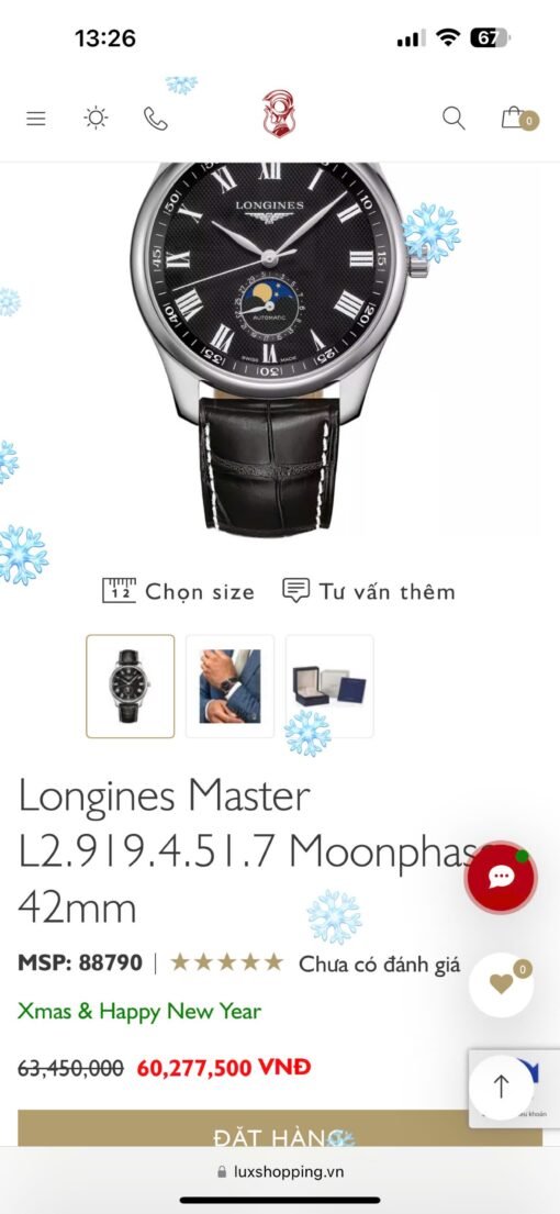 Đồng Hồ Longines Master Collection Moonphase Black Dial - L2.919.4.51.7 - Hình ảnh 9