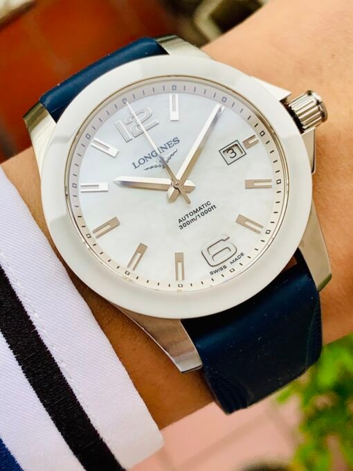 Đồng Hồ Longines Conquest Ceramic MOP White Dial Rubber - L3.657.4.86.2 - Hình ảnh 2