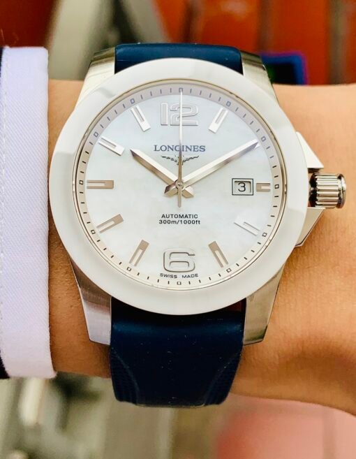 Đồng Hồ Longines Conquest Ceramic MOP White Dial Rubber - L3.657.4.86.2