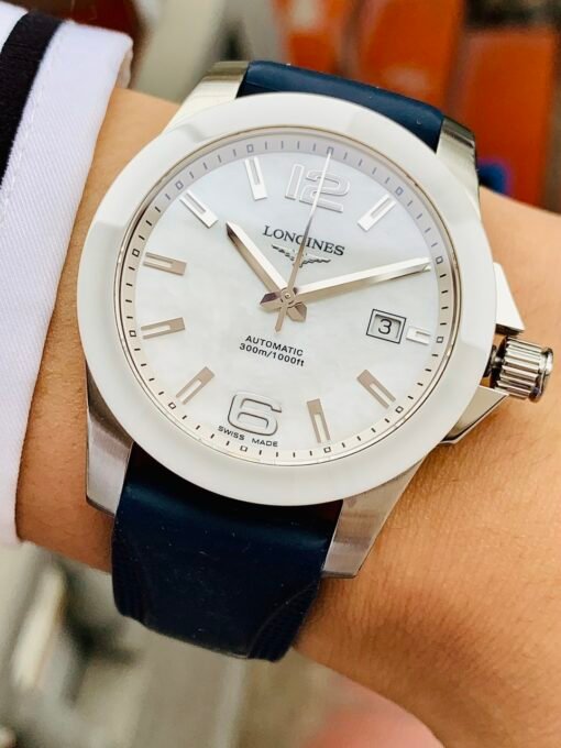 Đồng Hồ Longines Conquest Ceramic MOP White Dial Rubber - L3.657.4.86.2 - Hình ảnh 4