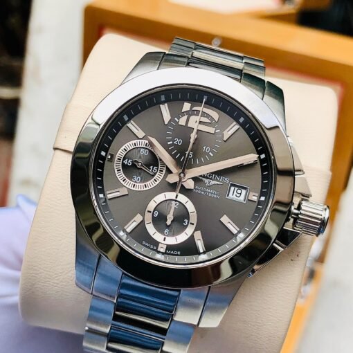 Đồng Hồ Longines Conquest Chronograph Grey Dial Demi Ceramic - L3.661.4.06.7