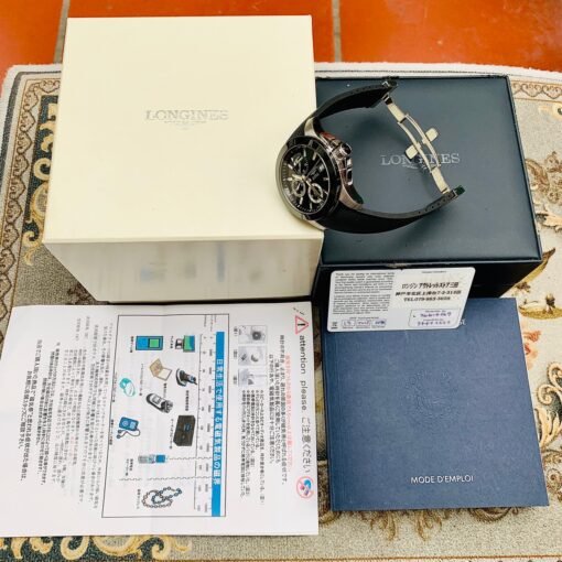Đồng Hồ Longines Conquest Chronograph Black Dial Ceramic Bezel Rubber - L3.661.4.56.2 - Hình ảnh 11